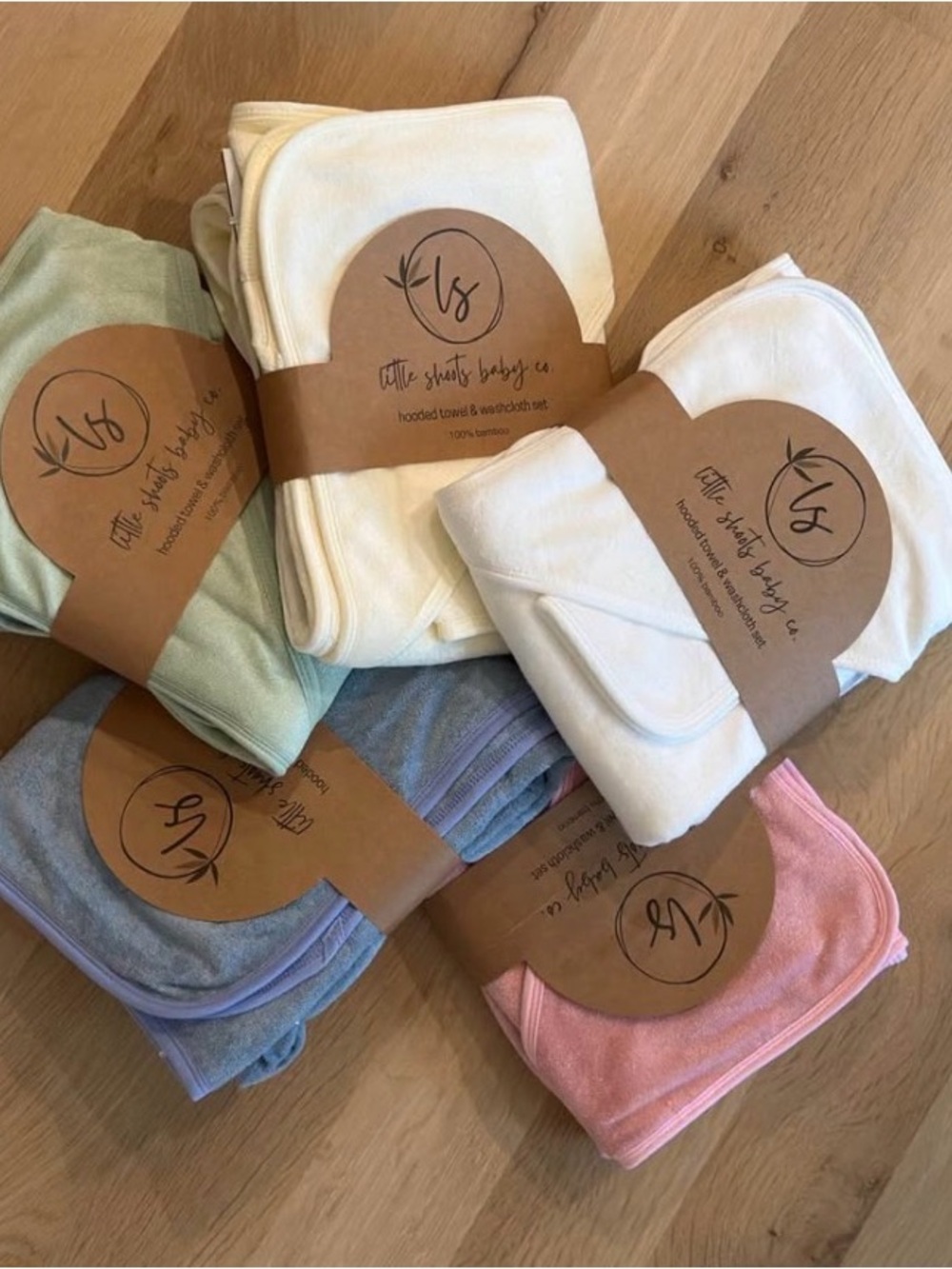 Little Shoots Baby Co. Bamboo Hooded Towel & Washcloth New in Package